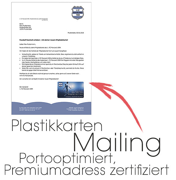 Postalisches Mailing von personalisierten Plastikkarten